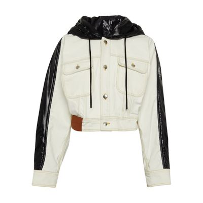 Shop Moncler Genius X Alicia Keys - Flushing Denim Jacket In Cream