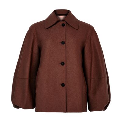 Harris Wharf London Puff-sleeved Jacket In Pressed Wool In Brown