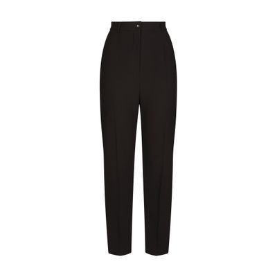 Shop Dolce & Gabbana Wool Pants With Duchesse Tuxedo Band In Black