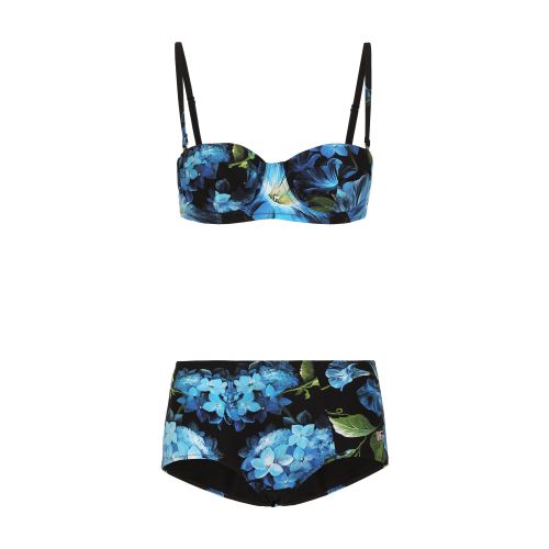 Shop Dolce & Gabbana Balconette Bikini In Campanule_fdo_nero