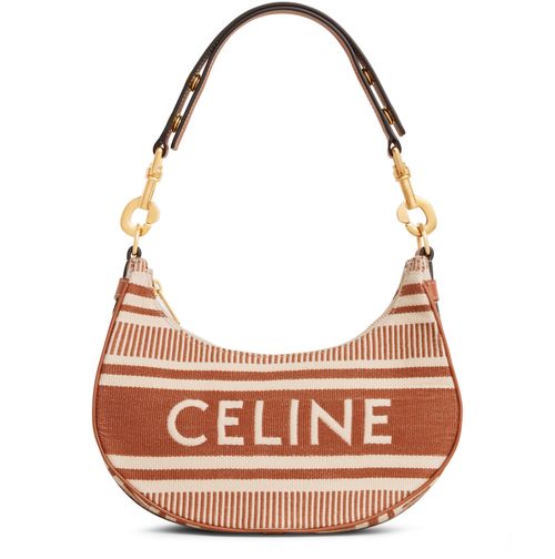 CELINE Medium Ava strap bag in striped textile
