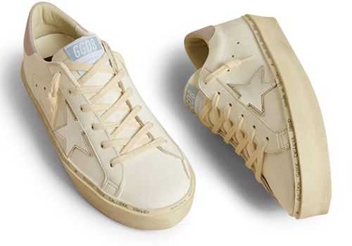 GOLDEN GOOSE Sneakers avec étoile en cuir et languette arrière en cuir Hi Star