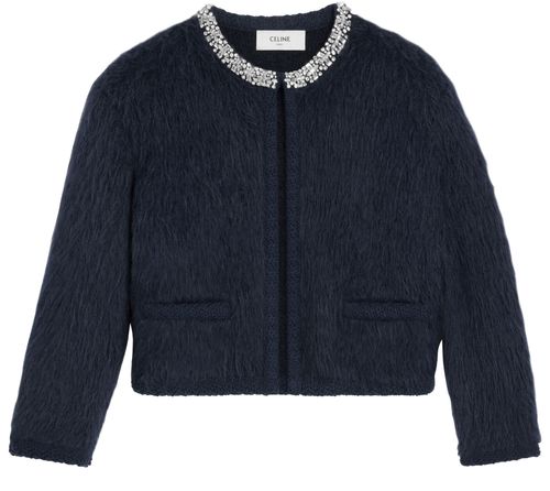 CELINE Embroidered cardigan in brushed mohair