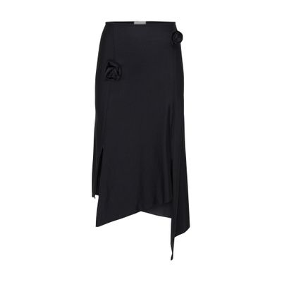 Coperni Asymmetric Floral High-waisted Panelled Midi Skirt In Black