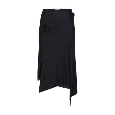 Shop Coperni Flower Midi Skirt In Black