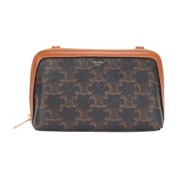 Women's Clutch with Chain in Triomphe Canvas and Lambskin