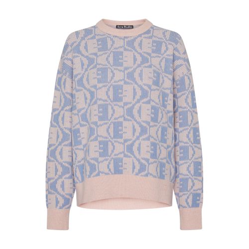 Shop Acne Studios Round-neck Sweater In Faded_pink_melange_light_blue