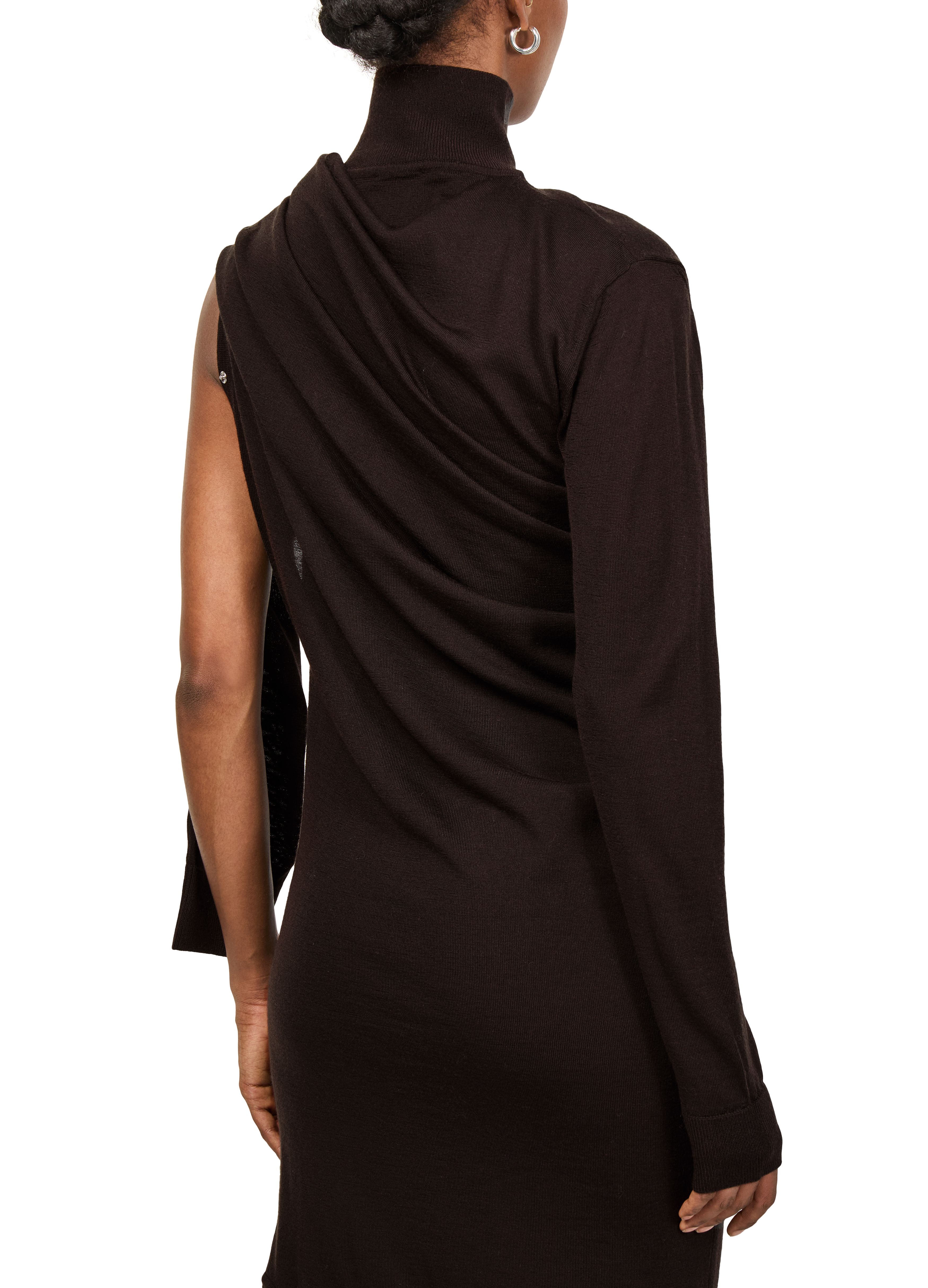 One shoulder wool midi dress thumbnail 5