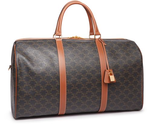 CELINE Large travel bag in triomphe canvas and calfskin