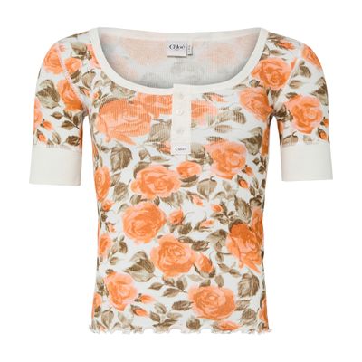 Chloé Printed Short-sleeved Top In Multi