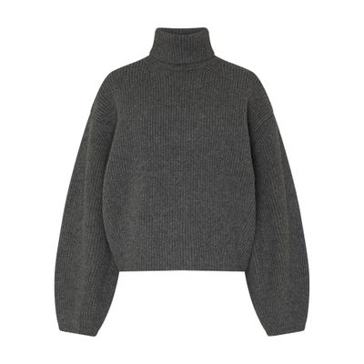 Totême Toteme Ribbed Turtleneck Jumper Grey In Grey