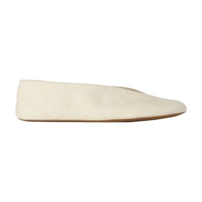 The Row Two Flat Leather Ballerinas In White