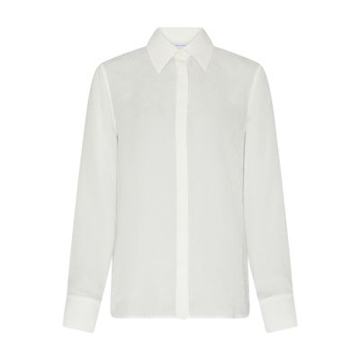Ferragamo Lapel Long-sleeved Shirt In Off-white