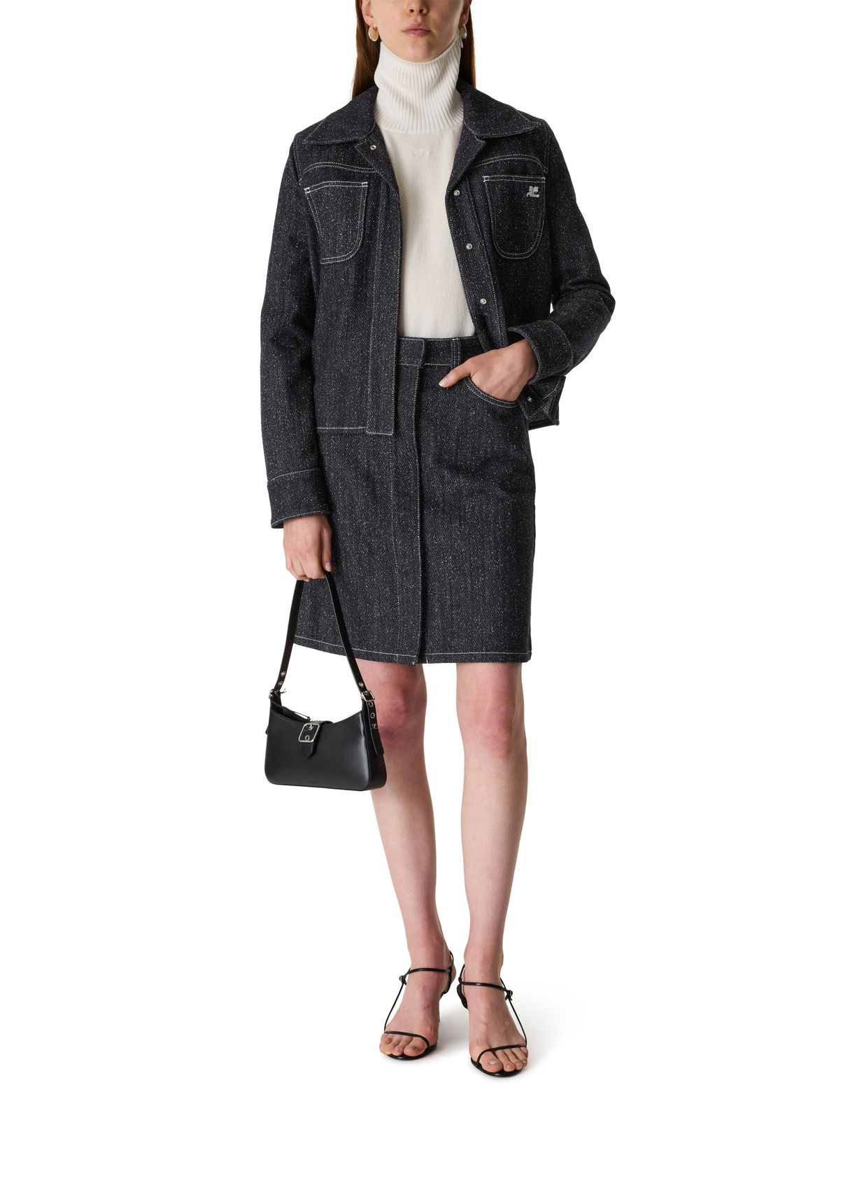 COURRÈGES 트위드 데님 오버셔츠