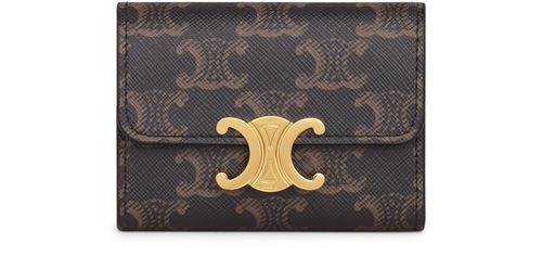 CELINE Compact wallet Triomphe in Triomphe canvas