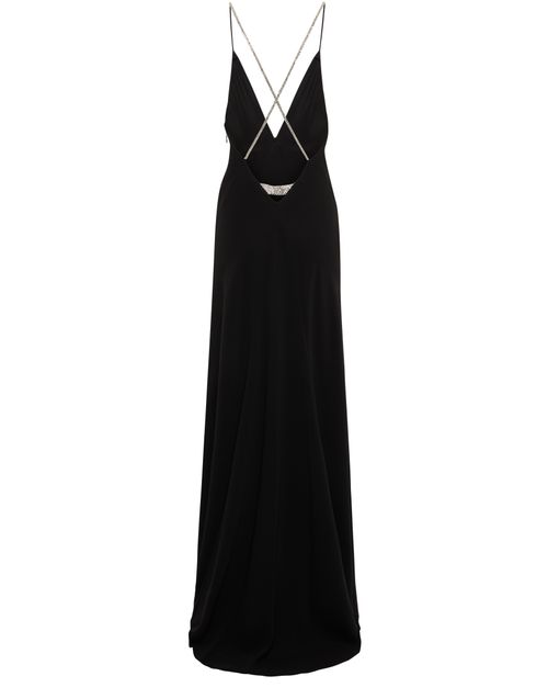 CELINE Lingerie dress in satin-lined crepe with rhinestones