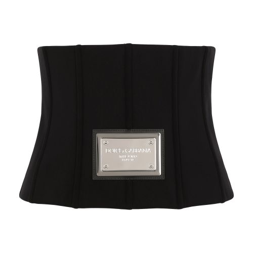 Dolce & Gabbana Technical Jersey Corset Belt With Dg Tag In Black