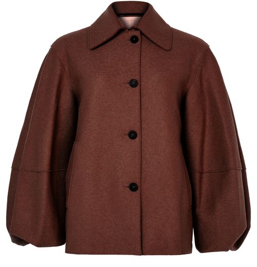 HARRIS WHARF LONDON Puff-sleeved jacket in pressed wool
