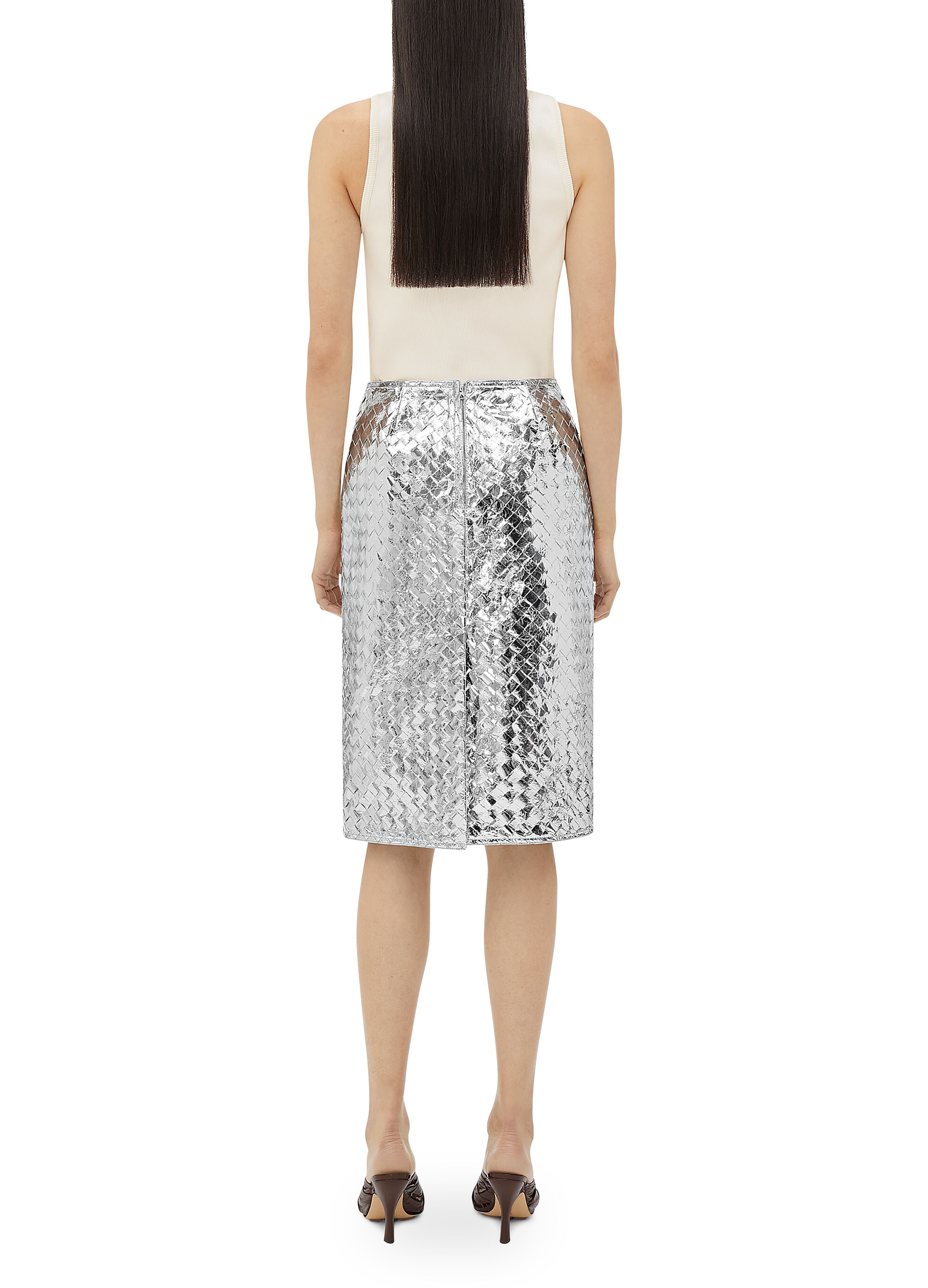 Intrecciato lamb leather metallic skirt thumbnail 4