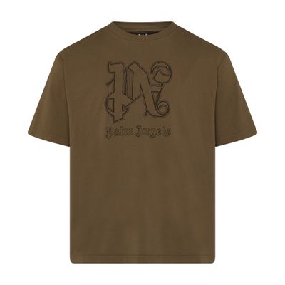 Palm Angels Pa Monogram Statement Reg T-shirt In Brown_black
