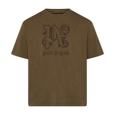 Shop Palm Angels Pa Monogram Statement Reg T-shirt In Brown_black