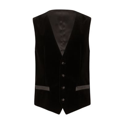 Dolce & Gabbana Single-breasted Velvet Vest In Black