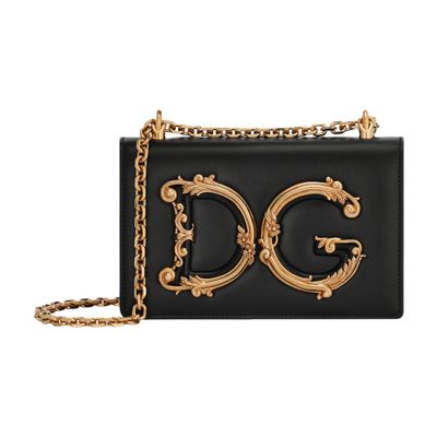 Dolce & Gabbana Nappa Leather Dg Girls Shoulder Bag In Black