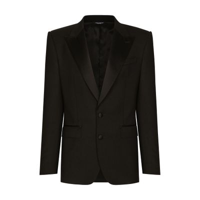 Dolce & Gabbana Single-breasted Stretch Wool Sicilia-fit Tuxedo Jacket In Black