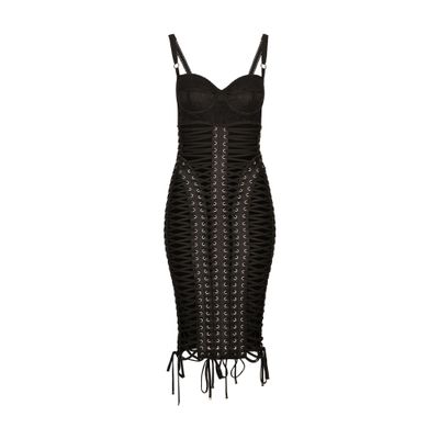 Shop Dolce & Gabbana Kim  Lace-up Dress In Black