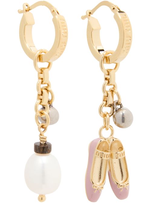 MIU MIU Gold-Ohrring mit Perlen und Ballerinas