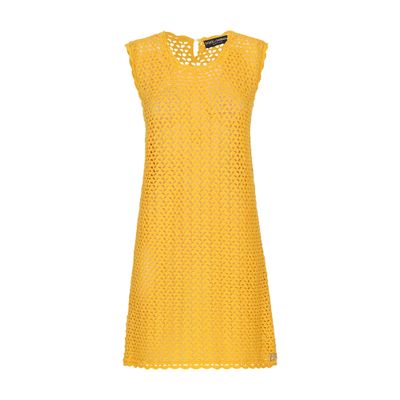 Dolce & Gabbana Sleeveless Crochet-knit Mini Dress In Powder_dark_yellow