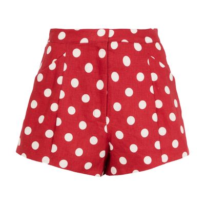 Posse Rosalie Polka-dot Linen Shorts In Red