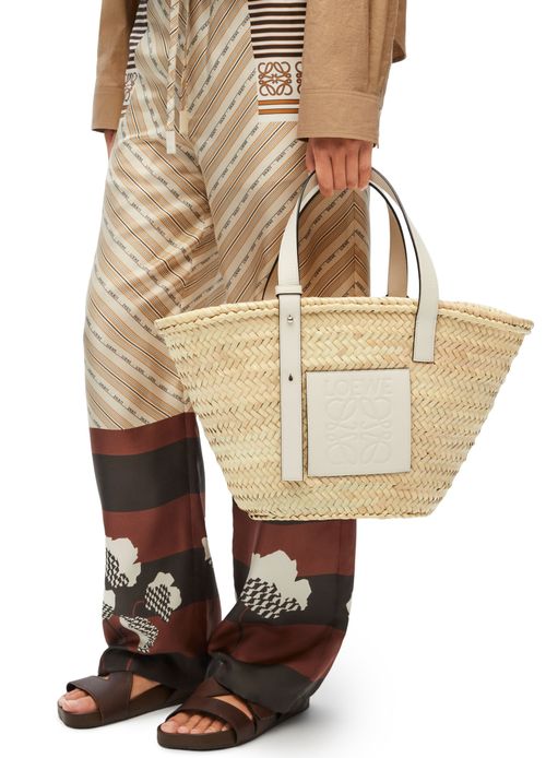 LOEWE Basket in raffia and calf leather