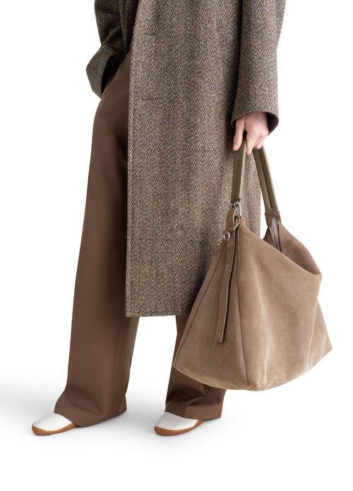 LEMAIRE Belted hobo bag in suede leather