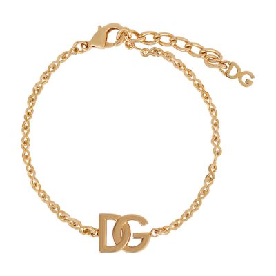 Shop Dolce & Gabbana Link Bracelet With Dg-logo In Gold