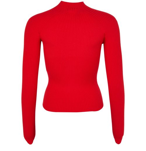 COURREGES Circle rib knit mockncek sweater