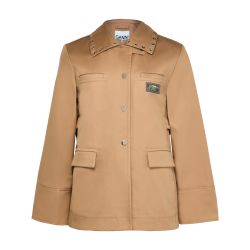 アウターその他 GANNI Woman Waistcoat Olive K2356 838 Women's Bonded cotton jacket | GANNI | 24S