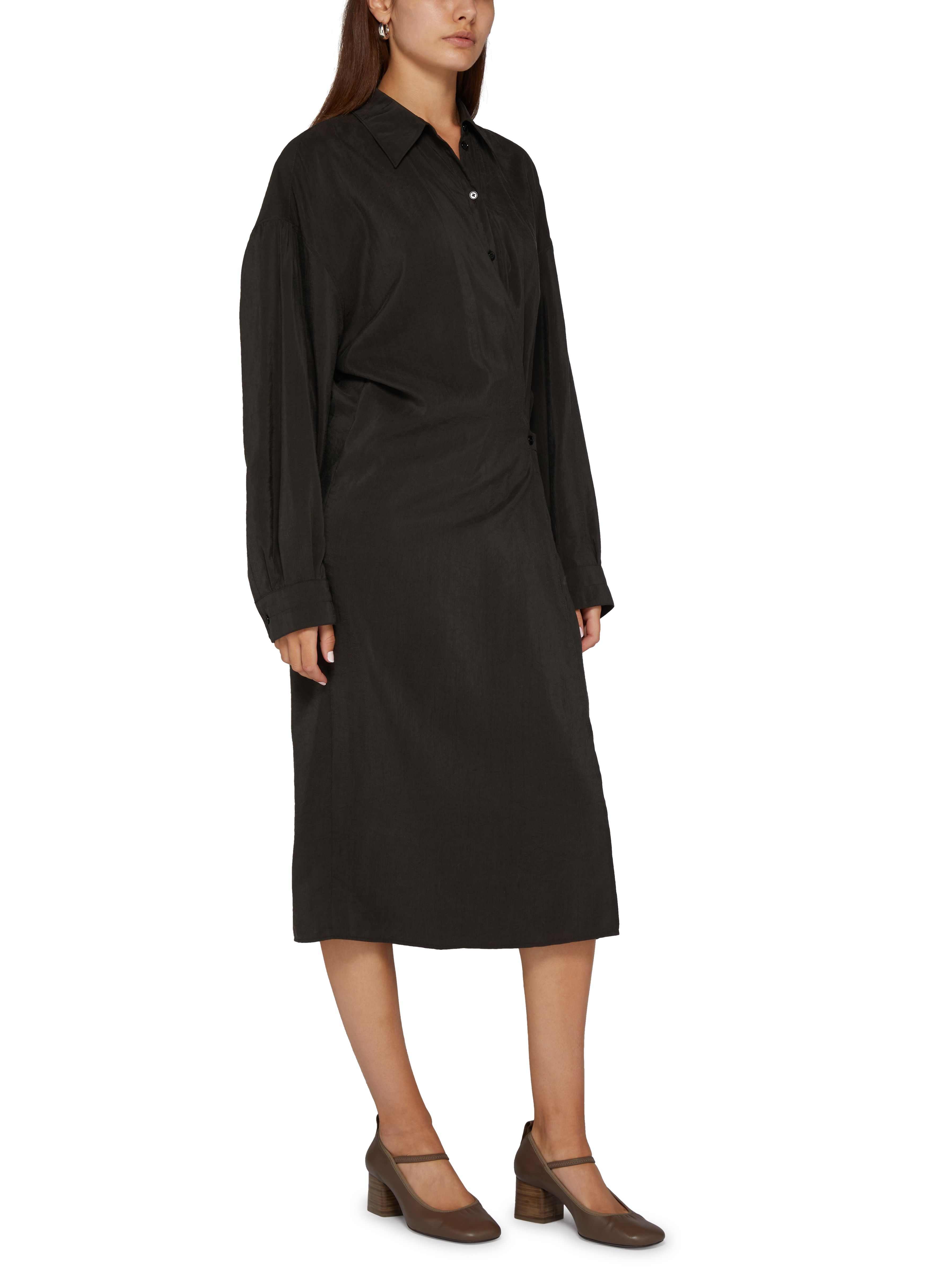 Straight collar twisted shirt dress thumbnail 6