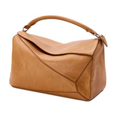 Loewe Large Puzzle Bag In Grained Calfskin In Brown