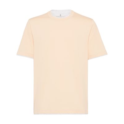 Brunello Cucinelli Cotton & Linen Jersey Solid T-shirt In Orange