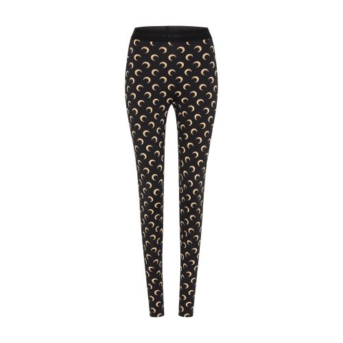 Marine Serre Crescent Moon-print Leggings In Black_with_white_print