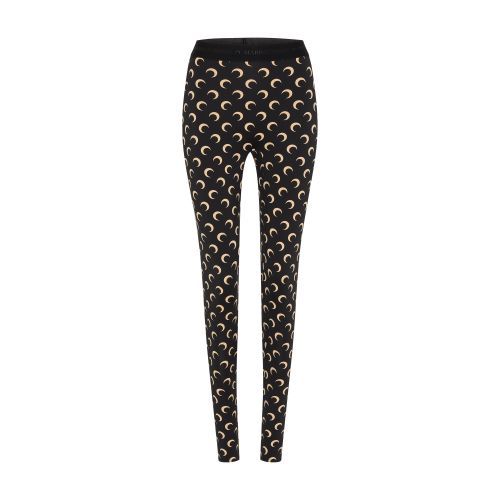 Shop Marine Serre Leggings In Black_with_white_print