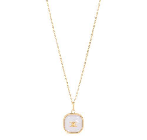 CELINE Triomphe pendant necklace in mother of pearl and brass with gold finish
