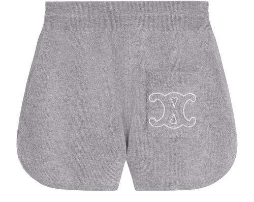 CELINE Triomphe in wool and cashmere mini shorts