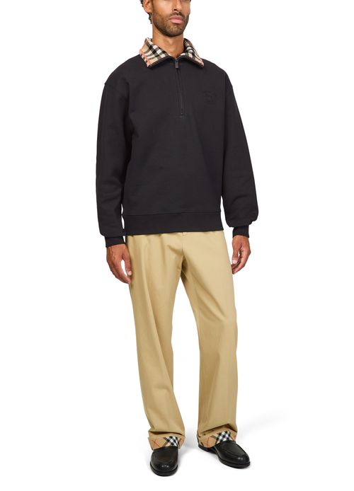 BURBERRY Check half-zip cotton sweatshirt