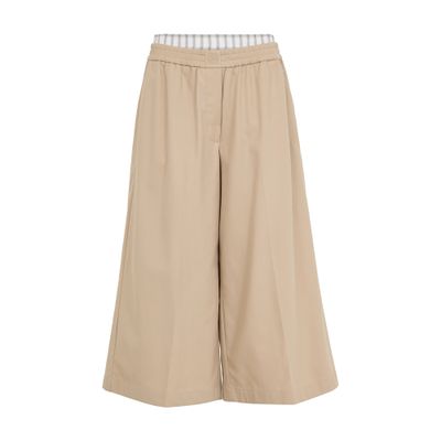Loewe Cropped Cotton Trousers In Beige