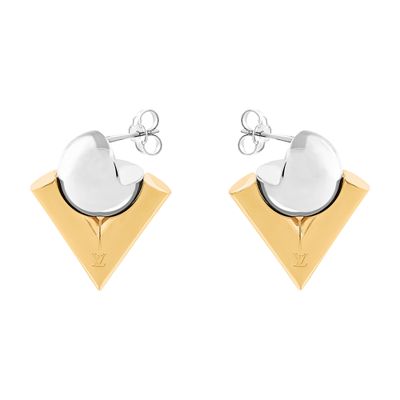 Louis Vuitton V For Vuitton Pearl And Metal Earrings In Gold