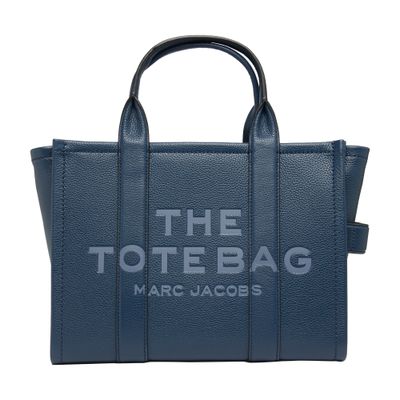 Shop Marc Jacobs The Leather Medium Tote Bag In Blue Sea