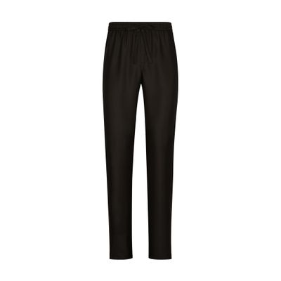 Dolce & Gabbana Silk Jogging Pants With Dg Embroidered Patch In Black