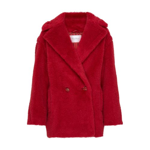 Shop Max Mara Frais Teddy Short Coat In Rosso